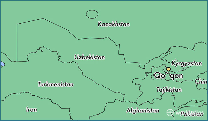 map showing the location of Qo`qon